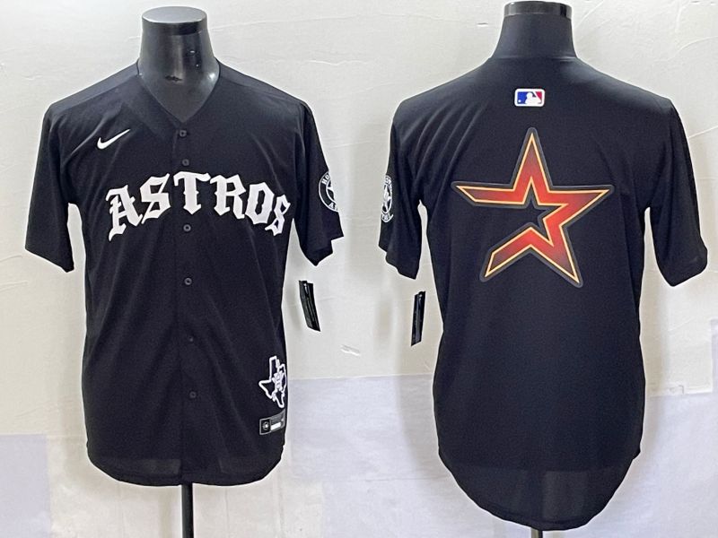 Men 2025 Houston Astros Blank Black Seven generations Joint Name Nike MLB Jersey style 14->los angeles dodgers->MLB Jersey